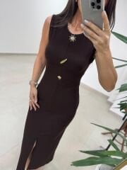 Mz 22455 Fitilli A.Kahve Kalem Elbise