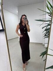 Mz 22455 Fitilli A.Kahve Kalem Elbise