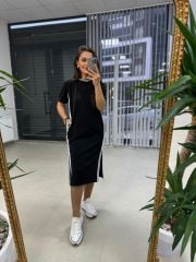 Dr 2593 Beyaz Çizgili Elbise