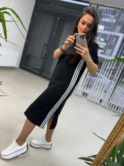 Dr 2593 Beyaz Çizgili Elbise