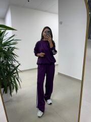 Ms 56489 Mor-Beyaz İnce Şerit Geçişli Modal Takım