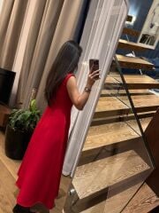 Ms 248 Double Crep Kolsuz Kırmızı Elbise