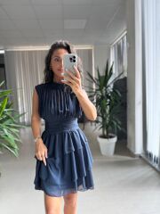 Sv 2885 Laci Drapeli Şifon Elbise