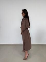 Dr 8242 Kendinden Kemerli Modal Vizon Elbise