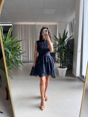 Sv 2885 Laci Drapeli Şifon Elbise