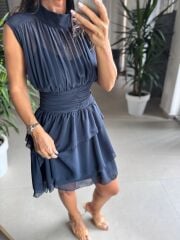 Sv 2885 Laci Drapeli Şifon Elbise