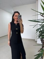Mz 22455 Fitilli Siyah Kalem Elbise