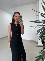 Mz 22455 Fitilli Siyah Kalem Elbise