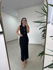 Mz 22455 Fitilli Siyah Kalem Elbise
