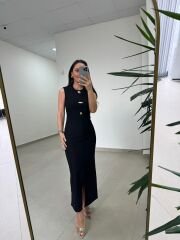 Mz 22455 Fitilli Siyah Kalem Elbise