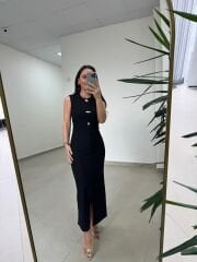 Mz 22455 Fitilli Siyah Kalem Elbise