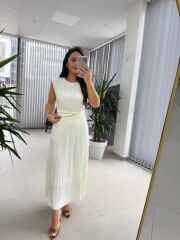 My 3448 Off White Krinkil  Elbise