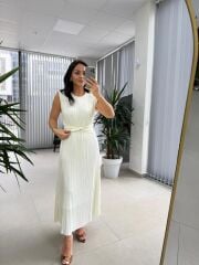 My 3448 Off White Krinkil  Elbise