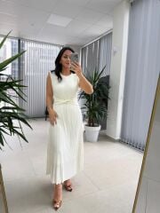My 3448 Off White Krinkil  Elbise