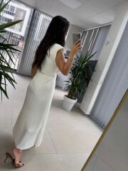 My 3448 Off White Krinkil  Elbise
