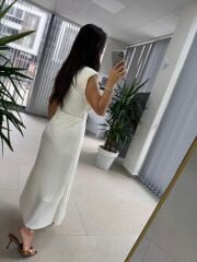 My 3448 Off White Krinkil  Elbise