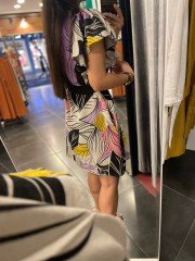 Leinenkleid mit Ärmeldetail in Lila