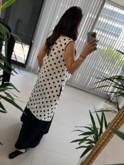Ms Black Polka Dot Cotton Linen Dress