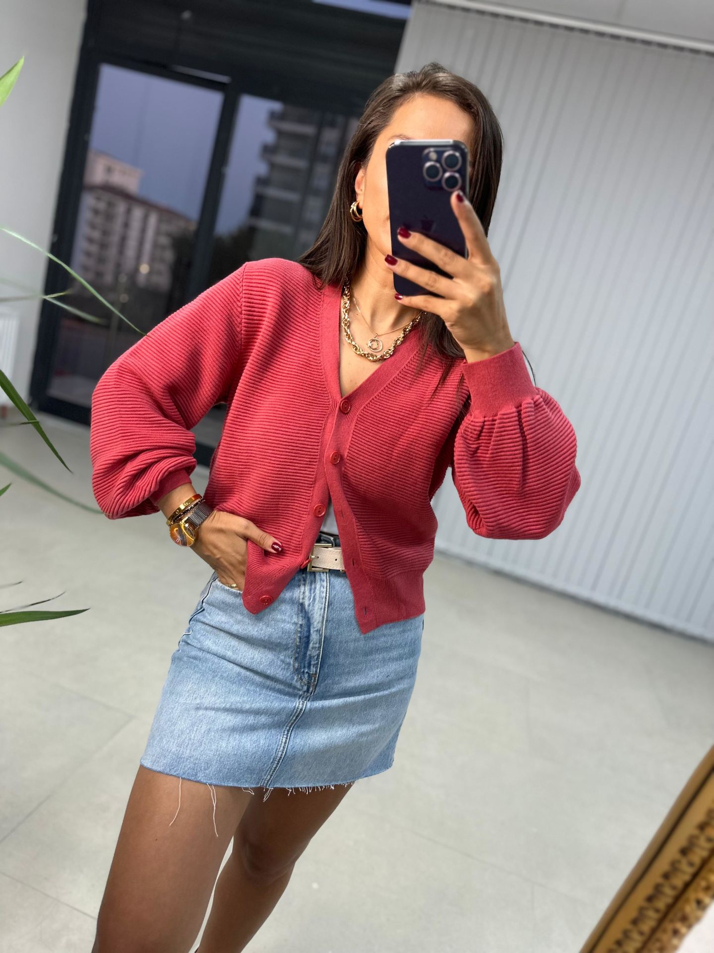 Dusty Rose Corduroy Jacket Cardigan