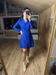 Ms Ceket yaka saks elbise