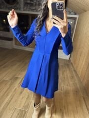 Ms Ceket yaka saks elbise