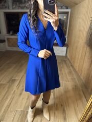Ms Ceket yaka saks elbise