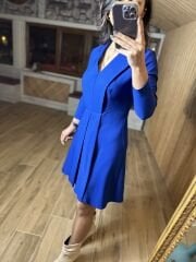 Ms Ceket yaka saks elbise