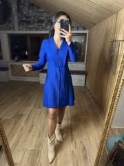 Ms Ceket yaka saks elbise