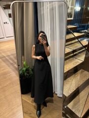 Ms 248 Double Crep Kolsuz Siyah Elbise