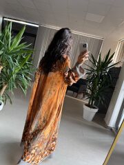 My 3456 Hardal Etnik Desen Gömlek Elbise