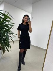 Mc 5110 Püsküllü Chanel Simli Siyah Elbise