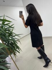 Mc 5110 Püsküllü Chanel Simli Siyah Elbise