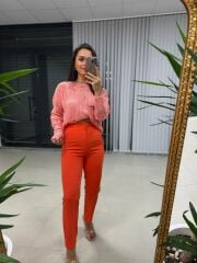 Orj. Marka Pembe Yırtıklı Triko