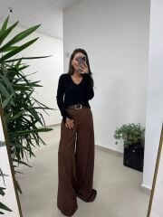 Dv 10427 Siyah V Yaka Kol Yırtmaçlı Triko Kazak