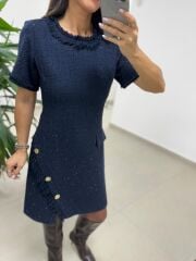 Mc 5110 Püsküllü Chanel Simli Laci Elbise