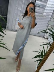 Dr 2616 Tasarım Mavi Geçişli Elbise