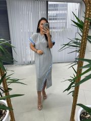 Dr 2616 Tasarım Mavi Geçişli Elbise