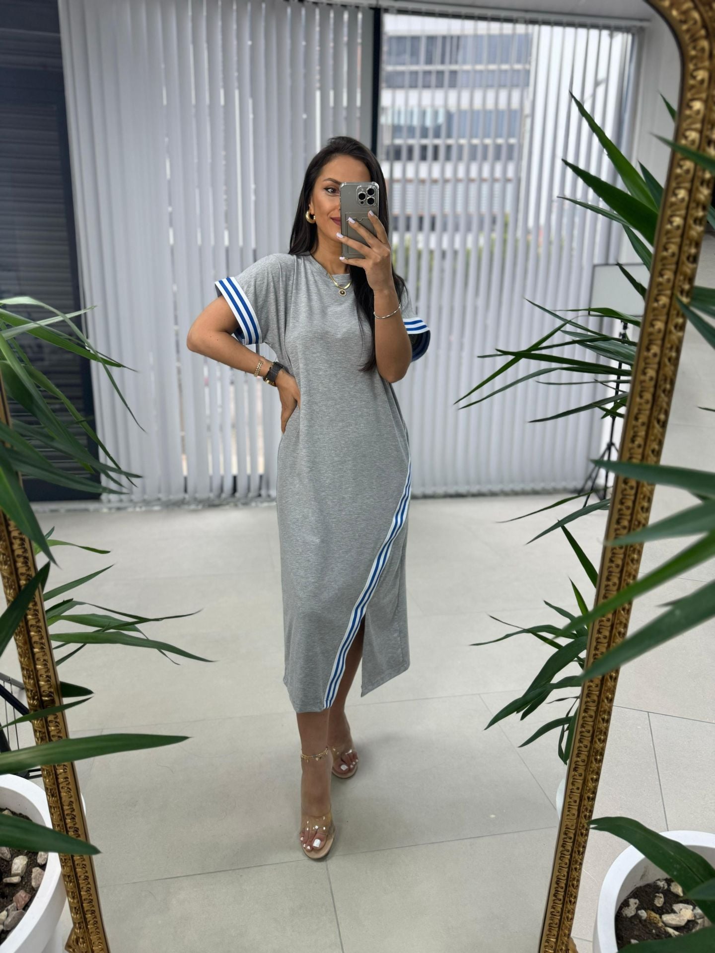 Dr 2616 Tasarım Mavi Geçişli Elbise