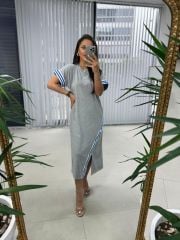 Dr 2616 Tasarım Mavi Geçişli Elbise