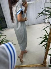 Dr 2616 Tasarım Mavi Geçişli Elbise