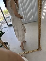 Double Breasted Detailed Voile Stone Dress