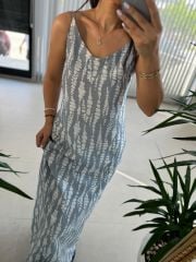 Zr İp Askılı Gri Elbise