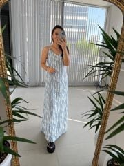 Zr İp Askılı Gri Elbise