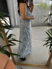 Zr İp Askılı Gri Elbise