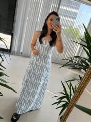 Zr İp Askılı Gri Elbise