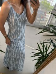 Zr İp Askılı Gri Elbise