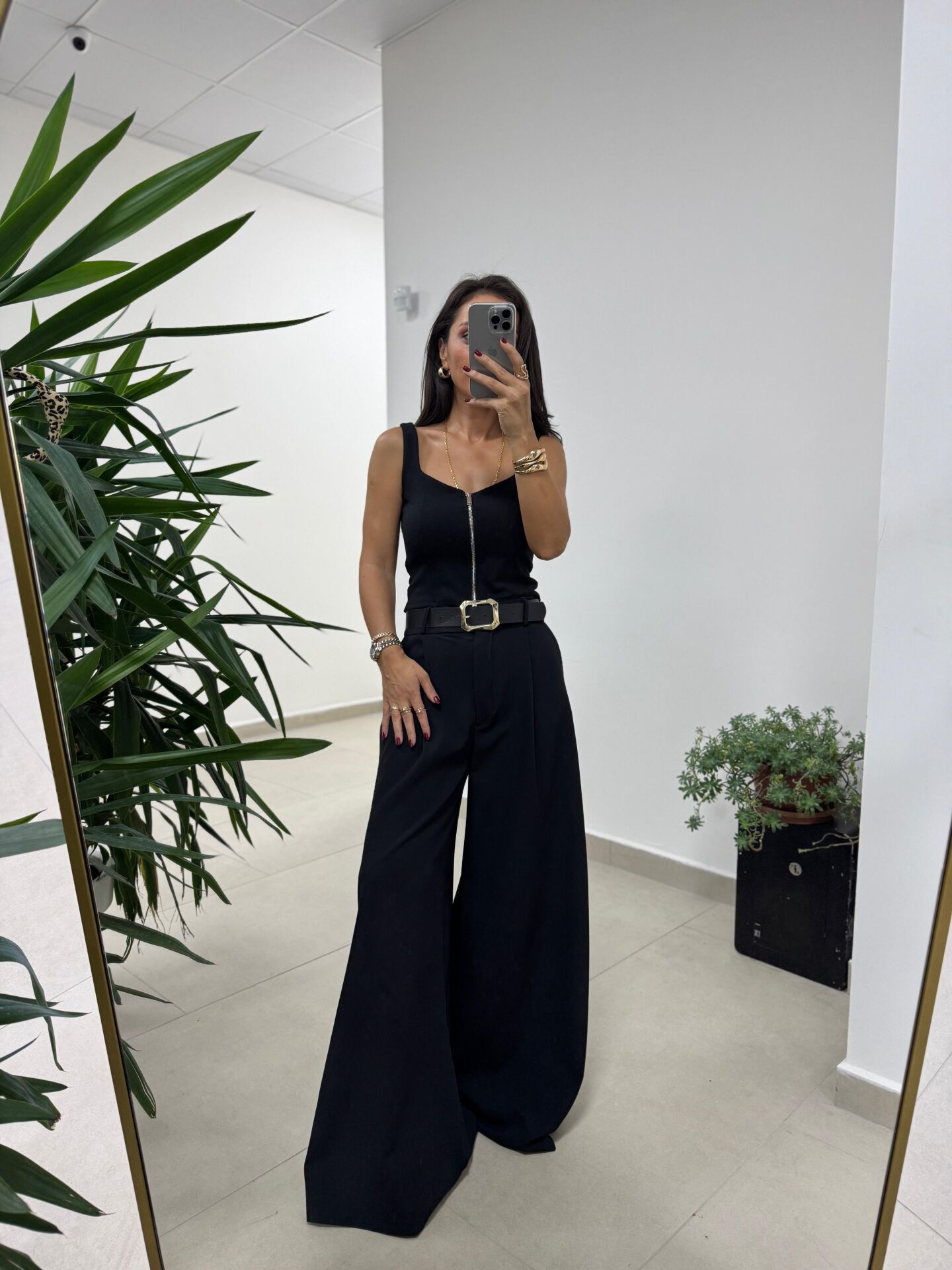 Np Siyah Kemerli Palazzo Pantolon