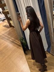 La 69288 Fermuar Detaylı Sıfır Kol Kemerli A.kahve Elbise