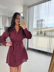 Fw 8184 Bordo Gömlek Elbise