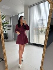 Fw 8184 Bordo Gömlek Elbise